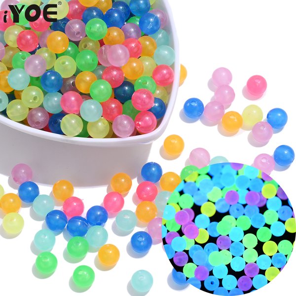 50-100 Stück 6/8/10 mm leuchtende runde lose Distanzperlen Mix Acryl Glow In The Dark blinkende Perlen für Schmuckherstellung Armband