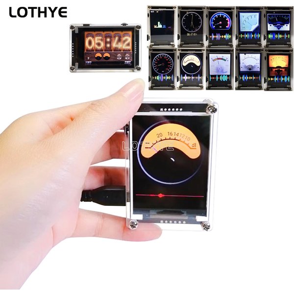 Mini 2.4 Inch Voice Activated Music Spectrum Rhythm Level Indicator VU Meter Glow Clock HD LCD Analog Multi-mode Support GPS