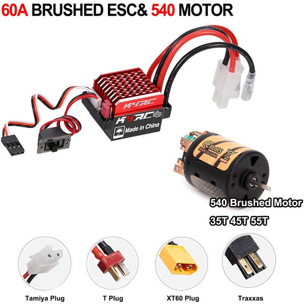 RC Car 540 Brushed Motor 35T 45T 55T 3-Slot 360A ESC Combo for 1/10 RC Crawler Axial SCX10 90046 Traxxas TRX4 D90 MST Slash TRX6