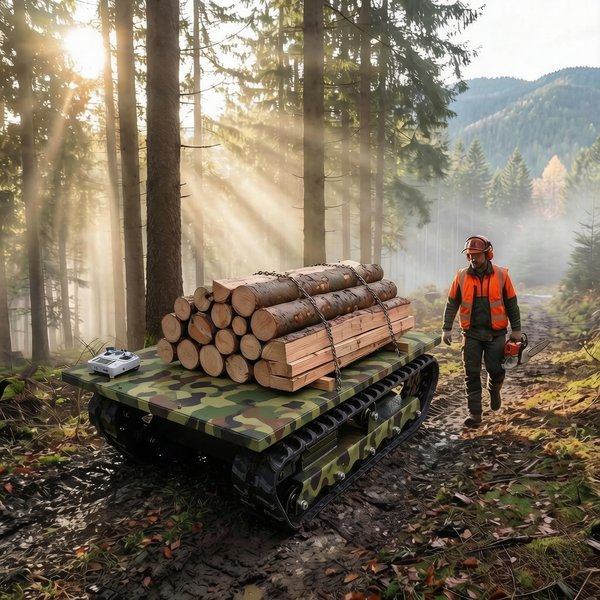 Châssis de chenilles télécommandé personnalisable avec propulsion électrique ou à essence, adaptable pour tondeuses, robots et diverses applications