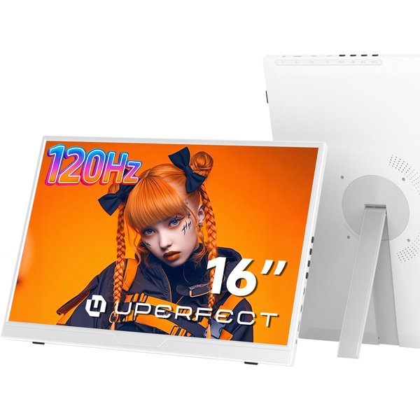UPERFECT 120Hz tragbarer Gaming Monitor 16" 1200P 1MS 100% sRGB tragbares Display mit verstellbarem Ständer USB-C & HDMI externer Monitor & Reisebildschirm für Laptop Mac PC Telefon Xbox PS5 Schalter