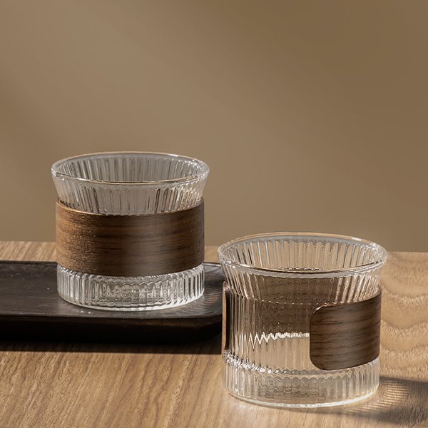 Gianxi tasse à café en verre Style japonais tasse en noyer manches transparente Kawaii tasse café belles tasses à thé tasse à bière tasse mignonne