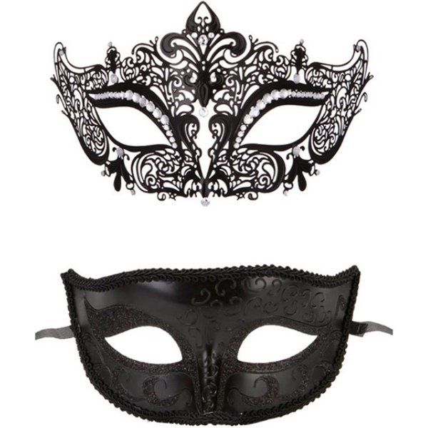 Halloween Mask Venice Makeup Ball Mask Party Black Diamond Eye Mask Half Face Princess Set Mask Black Golden Sliver Set