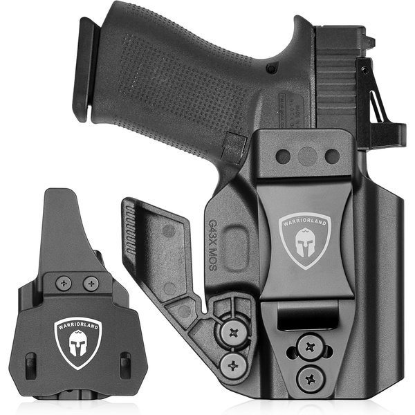 IWB/OWB-Holster für G43x, für Glock 43 / 43X / 43X MOS (ohne Licht/Laser), abnehmbare Verdeckungsklammer, Paddle inklusive, für Rechtshänder