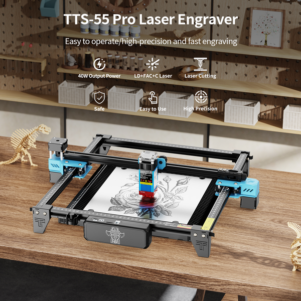 TwoTrees TTS-55 Pro Laser-Graviergerät 445±5nm Blaulicht-Laser-Gravur- und Schneidemaschine Edelstahl-Gravur Holz-Acryl-Schneidemaschine