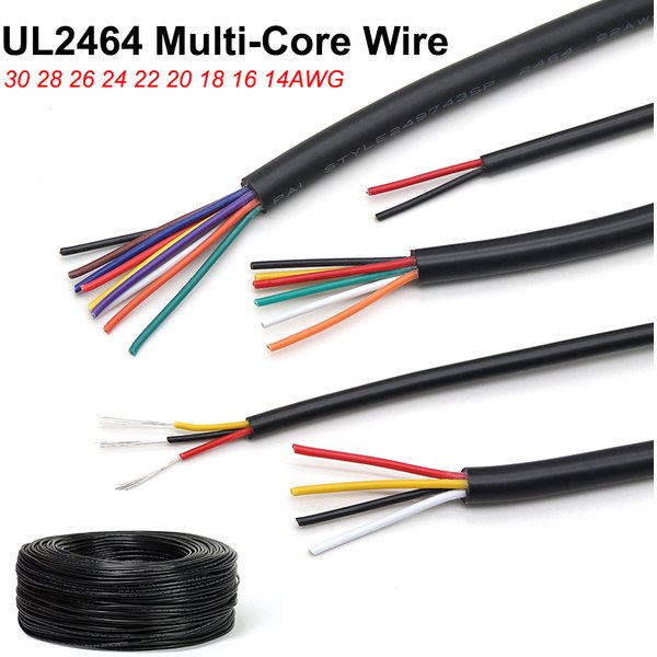 Câbles électroniques UL2464 2 ~ 10m, 30 28 26 24 22 20 18 16 14AWG, canal de contrôle du Signal 2 3 4 5 6 7 8 9 10 cœurs, câbles d'alimentation Audio