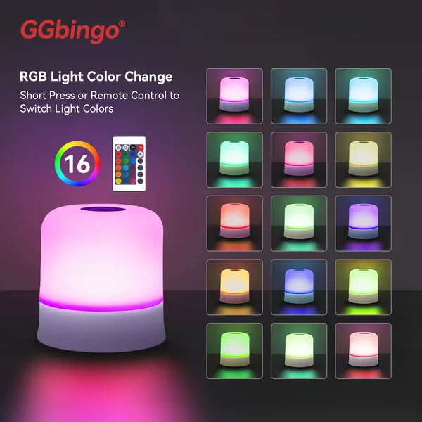 Lampe de nuit tactile GGbingo, lampe de nuit rechargeable avec télécommande, lampe de table RGB à intensité variable, lumière d'ambiance pour chambre et salon