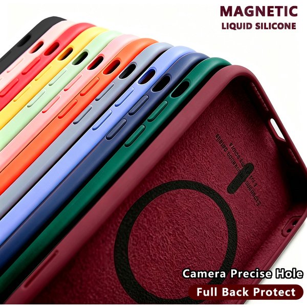Magnetyczne Płynnego Silikonu Etui Do Iphone 18 12 13 Mini 16 15 14 11 17 Pro Max Apple Magsafe Oficjalny Oryginał Magnes Aparat Fotograficzny Dokładna Pozycja Otworu