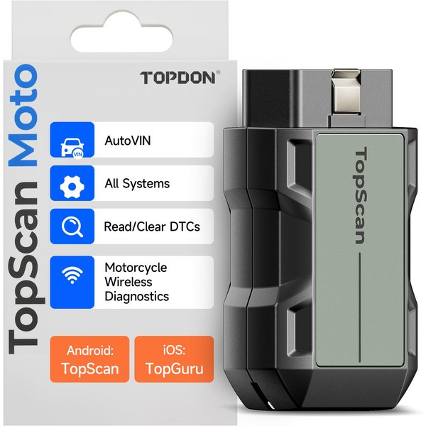 Outil de diagnostic moto TOPDON TopScan Moto, scanner OBD2 bidirectionnel pour Harley, Ducati, BMW, motos japonaises, analyse complète du système, services de réinitialisation, données en direct,