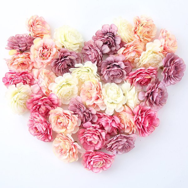 10 pièces Rose fleurs artificielles 4.5cm fausse tête de fleur pour noël mariage décoration de mariage décor à la maison bricolage guirlande accessoire