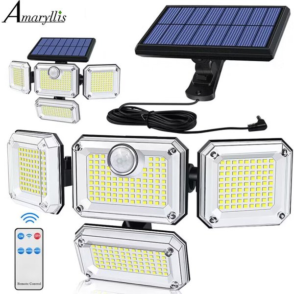 20W Solar licht 122/333led ip65 wasserdichte Outdoor-Solar-Garten lampe mit einstellbarem Kopf Weitwinkel mit 3 Modus