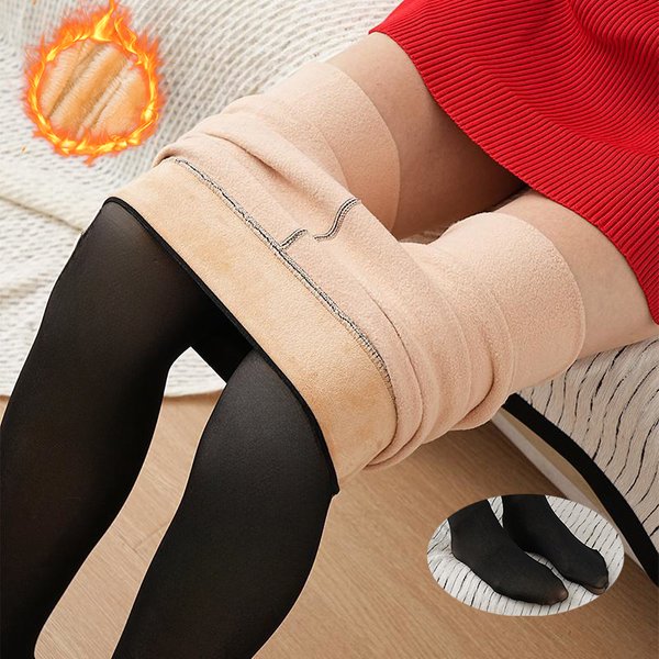 Winter Pantyhose Women Warm Fleece Tights High Waist Thick Fleece Pantyhose Stretchy Thermal Translucent Stockings Woman Socks