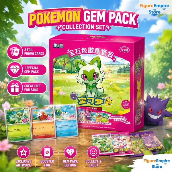 Pokemon Ptcg Gem Pack Abzeichen-Set Vereinfachtes Chinesisch Offizielle Sammelkarten Sprigatito Eevee Gengar Tcg Sammlerstücke Geschenke für Fans