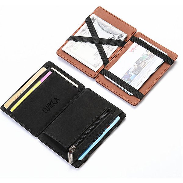 Mini hommes porte-carte portefeuilles fermeture éclair monnaie poche mince magique mâle portefeuille qualité PU cuir crédit carte bancaire cas petits hommes sacs à main