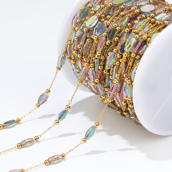 Chaînes en losange de cristal perlées dorées en acier inoxydable, 1 mètre, pour bricolage de bijoux, colliers, Bracelets, résultats de boucles d'oreilles, fournitures de fabrication