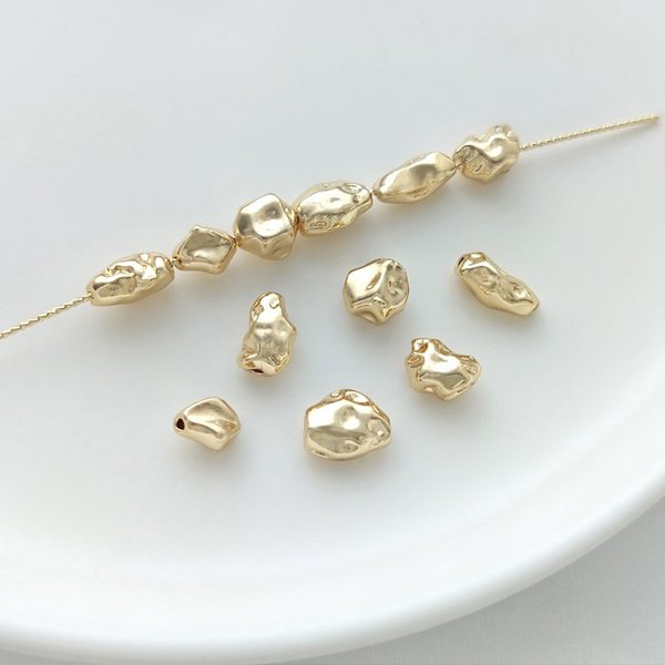 6PCS 14K Gold Filled Baroque Shaped Pearl Separated Bead DIY Handmade Jewelry Material Necklace Separated Bead Accessories