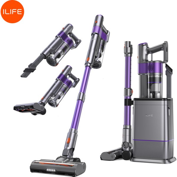 ILIFE H90 Pro Nowy odkurzacz ręczny z funkcją zbierania pyłu i stacją ładującą 2-w-1, mocne ssanie, niski poziom hałasu, idealny do sierści zwierząt.