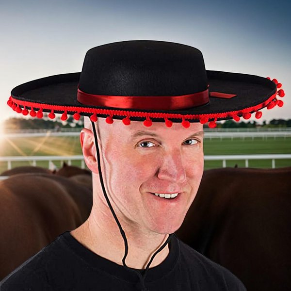 Chapeaux Sombrero avec pompons, couvre-chef mexicain à large bord, chapeau seau pour fête cosplay espagnole, pour femmes et hommes, pour mascarade en plein air