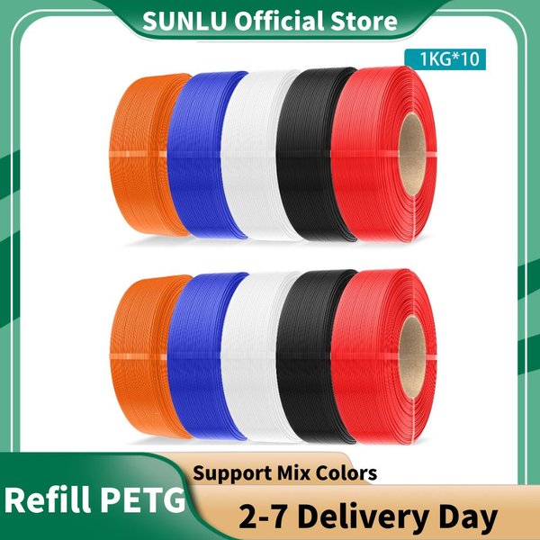 SUNLU PETG Filament 10KG 3D-Drucker 1,75mm 1KG, Keine Blasen, Umweltfreundlich für FDM 3D-Druck-Filamente