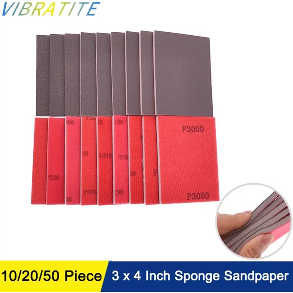 Papier abrasif éponge 3 x 4 pouces, 10/20/50 pièces, 75 x 100 mm, assortiment de graines 120-3000, avec fixation auto-agrippante pour le polissage de modèles, plaques de plâtre, métal et bois
