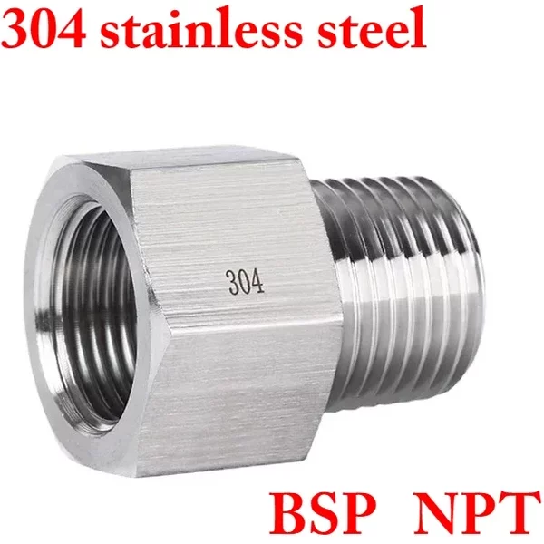 1/8" 1/4" 3/8" 1/2" BSP NPT Female To Male Hex Reducer Bushing 304 Stainless Adapter Fitting High Pressure for Pressure Gauge