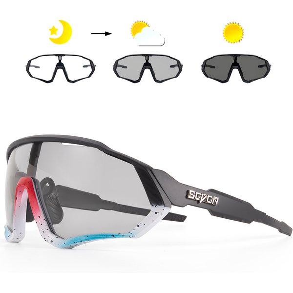 SCVCN lunettes de soleil photochromiques vtt lunettes de cyclisme hommes femmes en plein air course lunettes polarisées UV400 sécurité vélo lunettes de vélo