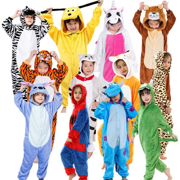 Fabrik Direktverkauf Tiger Einhorn Dinosaurier Giraffee Kuh Kinder Cartoon Kigurumi Kind Onesie Pyjamas Halloween Karneval Kostüm