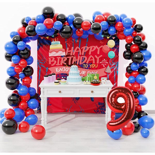 Rot Schwarz Blau Ballon Girlande Bogen Kit für Spinne Geburtstag Party Dekorationen Kinder Junge Baby Dusche Abschlussfeier Jahrestag Ballon