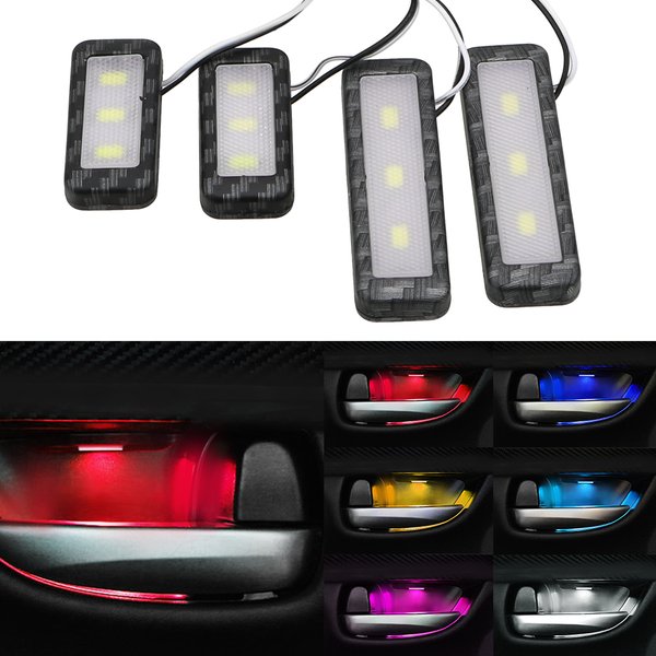 Car Styling Auto Atmosphere Lamp Decorative Lights LED Car Inner Bowl Light Universal 4Pcs Armrest Interior Door Handle Lighting