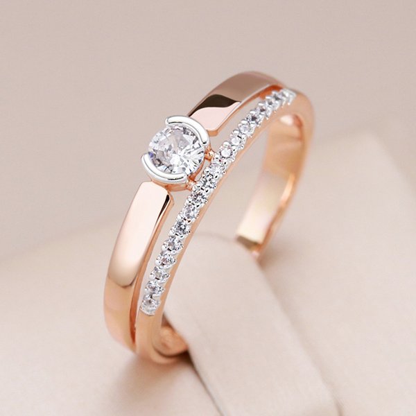 Kinel – bagues de luxe en Zircon naturel pour femmes, or Rose 585, argent, réglage mixte, Design mince, bijoux de mariage quotidiens pour mariée