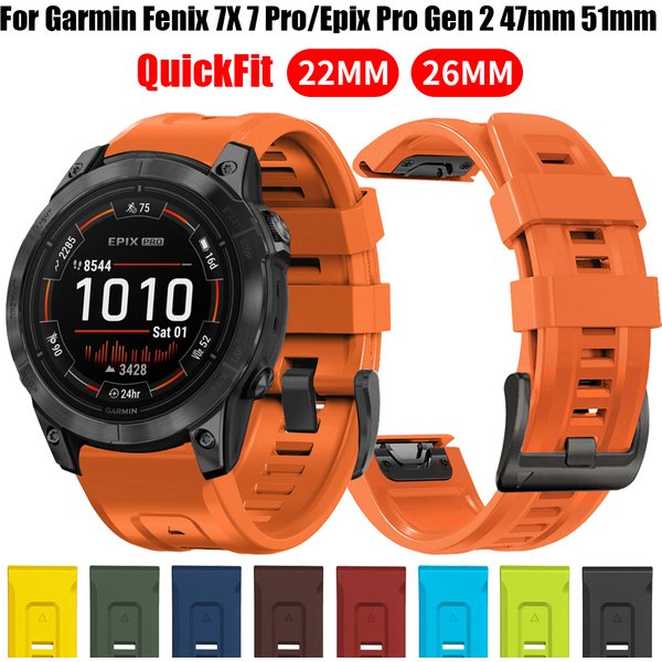 QuickFit 22mm 26mm Silicone Strap for Garmin Fenix 7 7X Pro/Epix Pro Gen 2 47mm 51mm 5Plus 6XPro Enduro 2 Tactix 7 Watchband