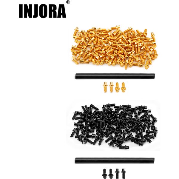 INJORA M1.4 Beadlock-Schrauben der Güteklasse 12,9 für 1,0-Zoll-Räder (Schwarz, Gold)