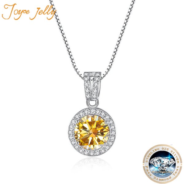 JoyceJelly 18 Color Choice 1CT VVS Moissanite Pendant Necklace 925 Sterling Silver Jewelry For Women Promise Pass Diamond Tester