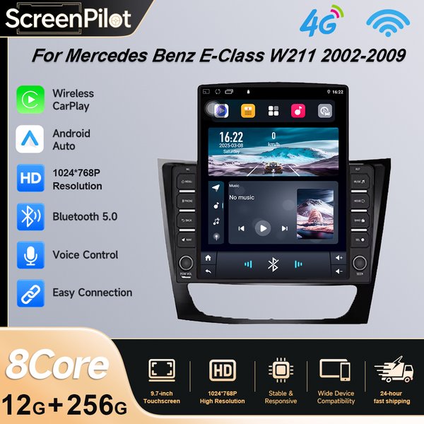 9,7 Zoll Carplay Android 16 Autoradio für Mercedes Benz E-Klasse W211 2002-2009 für Benz W219 W463 W209 Multimedia-Player GPS-Stereoanlage