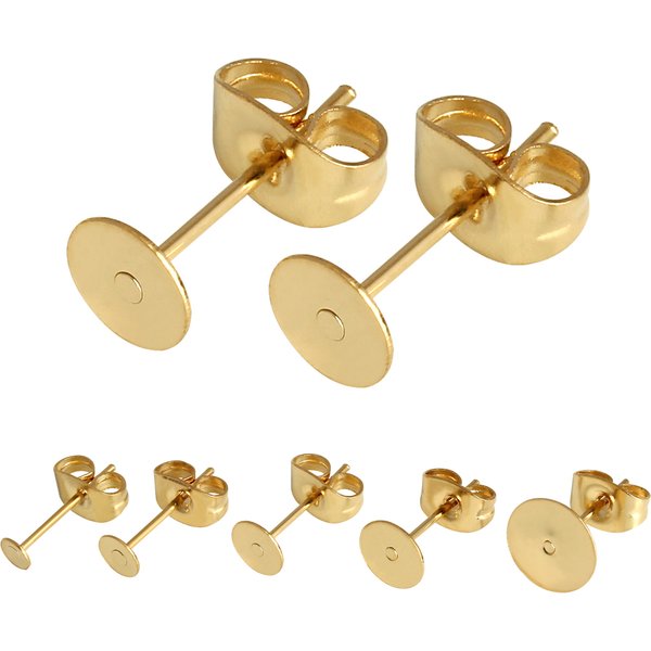 50 pcs/Lot 4 6 8 10mm en acier inoxydable blanc poste boucle d'oreille goujons broches de Base avec boucle d'oreille bouchon résultats oreille arrière pour la fabrication de bijoux à bricoler soi-même