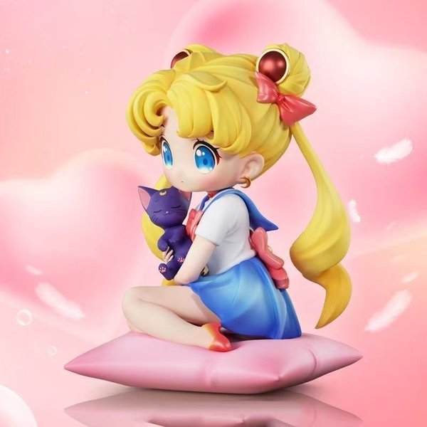 Neue Q-Style Sitting Sailor Moon & Usagi Tsukino Gk Statue – Anime-Sammelfigur, Kawaii-Desktop-Dekoration für Fans als Geschenke