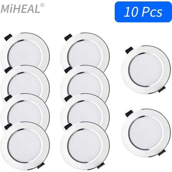 10PCS LED Downlight Recessed Ceiling Lamp 5W 9W 12W 15W Three-color dimmable/Cold white/Warm white led Spotlight AC 220V