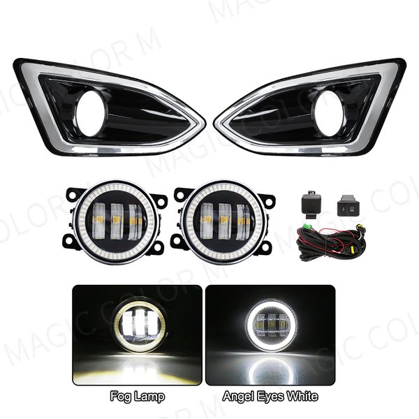 LED antibrouillard pour Ford Edge 2015 2016 2017 2018 feux diurnes DRL yeux d'ange halogène phare automatique accessoires de voiture 12V
