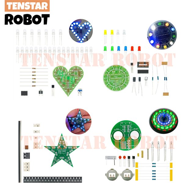 Kit de bricolage électronique en forme de cœur, commande vocale LED, gyroscope rotatif en forme d'étoile, apprendre à souder, laboratoire pour débutant