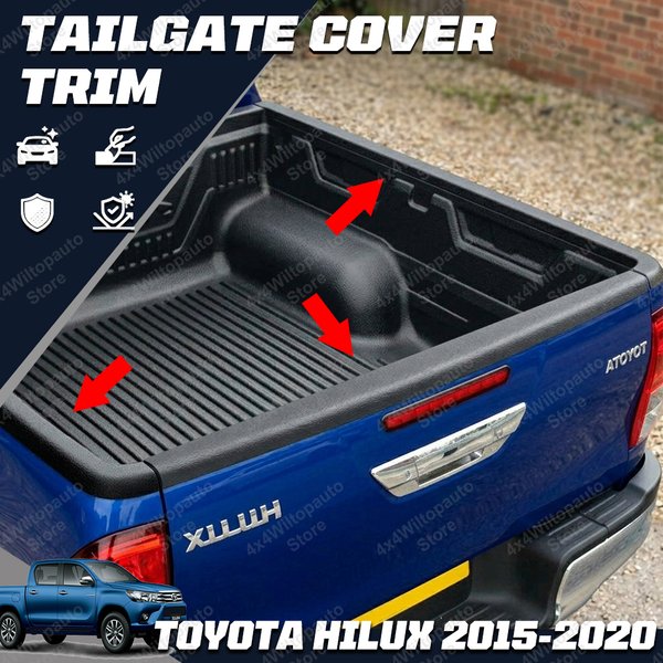 3-teilige Heckklappenabdeckung für Toyota Hilux REVO N80 2015-2020, Schutzkappe für die Heckklappenschiene, ABS Matt Schwarz