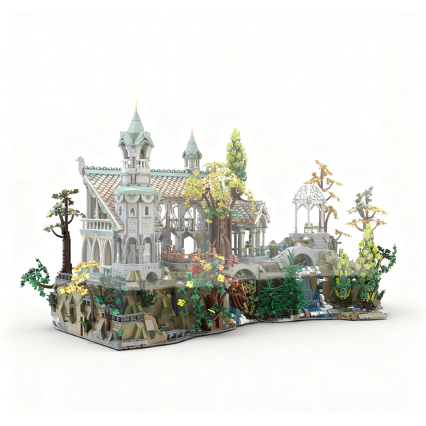 3142 pièces de blocs de construction du modèle Rivendell du film Le Seigneur des Anneaux, idée créative DIY, jouet d'assemblage, cadeau