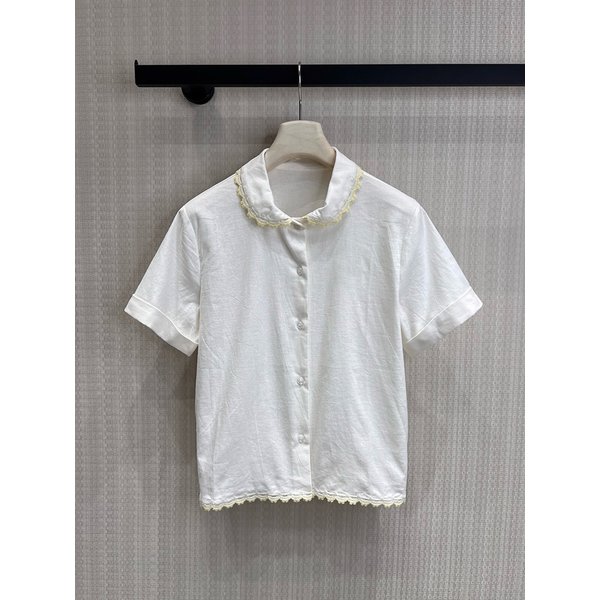 Chemisier décontracté polyvalent blanc à fines bretelles pour femme, col rabattu, manches courtes, boutonnage simple, collection été