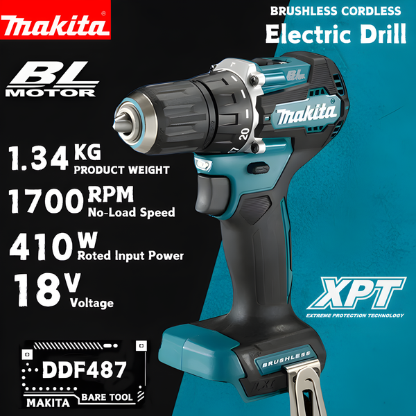 Makita DDF487 18V Bürstenloser Akku-Bohrschrauber Kompaktes Hochdrehmoment-Werkzeug mit Variabler Geschwindigkeit für Holzarbeiten, Kompatibel mit Makita-Akkus
