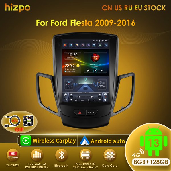 Hizpo 9,7 "Carplay Stereo Für Ford Fiesta 2009-2016 Tesla Stil Auto Radio Multimedia Player WiFi GPS navigation Android 13 DSP