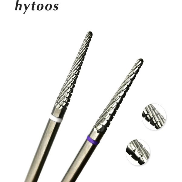 HYTOOS Carbide Cuticle Clean Nail Bit Cone Nail Drill Bits Electric Grinding Burr Manicure Drills Nails Accessories Tools