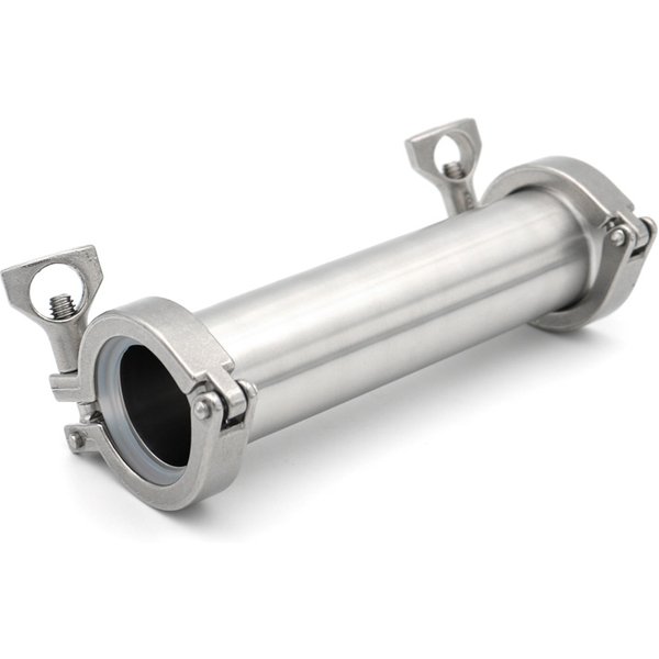 Tube de raccordement sanitaire en acier inoxydable 304 de 43/100/152/200/254/300 mm avec collier de serrage et embout OD19/25/38/45/51