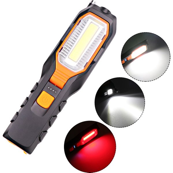 Lampe de travail LED COB Portable, lampe mécanique de Garage de voiture, torche Rechargeable par USB, lumière d'urgence pour Camping en plein air, voyant d'avertissement
