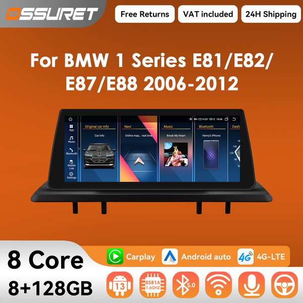 10,25 "Carplay Android 13 Auto Auto radio Für BMW 1 Serie E81 E82 E87 E88 CCC CIC 2006-2012 multimedia Player 2din RDS Autoradio