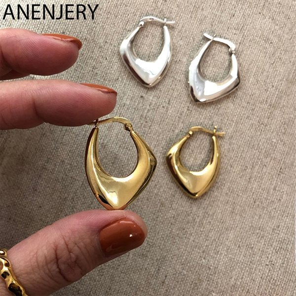 ANENJERY – boucles d'oreilles géométriques couleur argent pour femmes et hommes, boucles d'oreilles irrégulières, bijoux quotidiens, nouvelle collection 2022