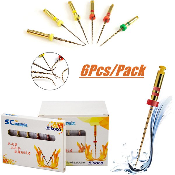 SOCO PRO Dental Files Endodontic Nickel Titanium File Root Canal Heat Activation Rotary Files 6Pcs/Box 21mm 25mm 31mm